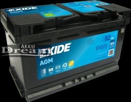 Exide Start Stop EK820 82Ah 800A / AGM